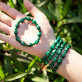 Load image into Gallery viewer, Artisanal Malachite Faceted Barrel Crystal Beaded Bracelets