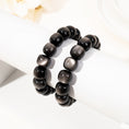 Load image into Gallery viewer, Natural Silver Obsidian Smooth Rondelle Crystal Beads Bracelet