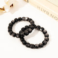Load image into Gallery viewer, Natural Silver Obsidian Smooth Rondelle Crystal Beads Bracelet