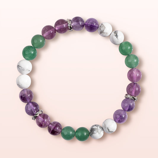 Amethyst, Howlite, Aventurine , Fluorite Bracelet | Anxiety Bracelet