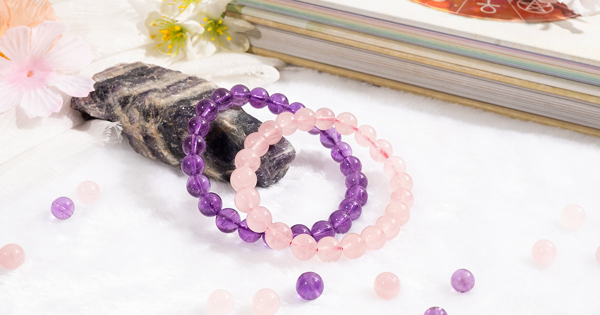 Amethyst and Rose Quartz Bracelets