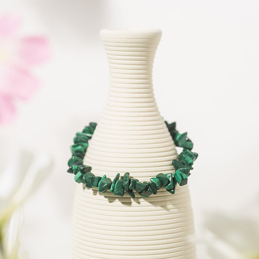 Vivid Green Malachite Chips Crystal Beaded Bracelets