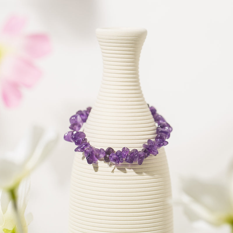 Natural Amethyst Chip Crystal Stretch Bracelet