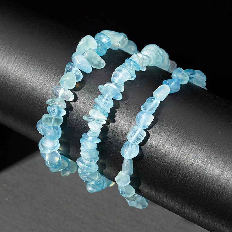 Aquamarine Tumbled Chips Crystal Healing Bracelet