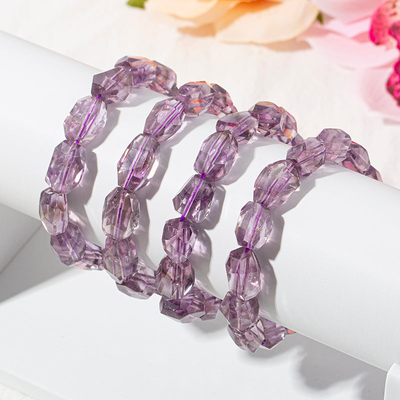 Amethyst Faceted Freeform Nugget Crystal Therapy Bracelet