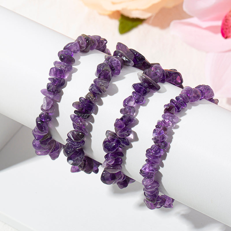 Natural Amethyst Chip Crystal Stretch Bracelet