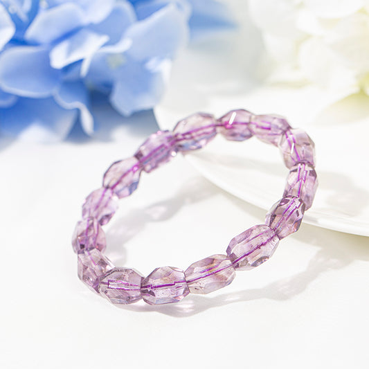 Amethyst Faceted Freeform Nugget Crystal Therapy Bracelet