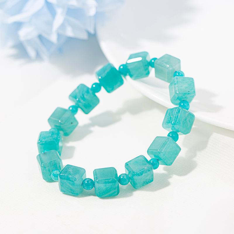 Peruvian Amazonite Cube Crystal Healing Beaded Bracelets