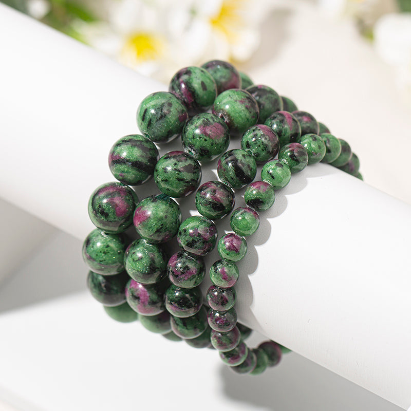 Striking Ruby Zoisite Crystal Beaded Bracelets