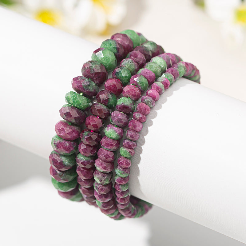 Exotic Ruby Zoisite Faceted Crystal Beaded Bracelets