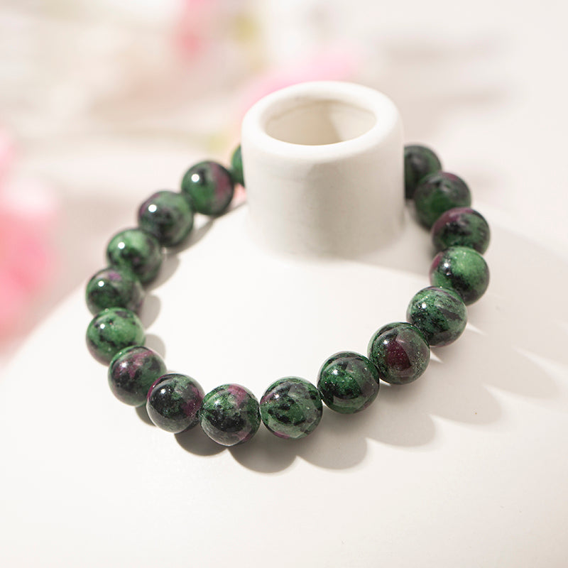 Striking Ruby Zoisite Crystal Beaded Bracelets