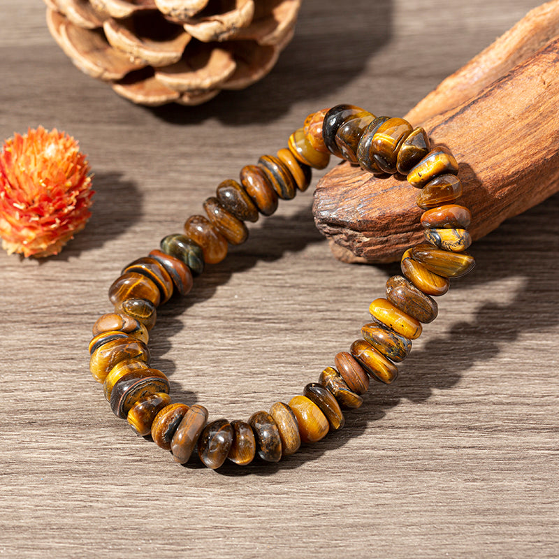 Chocolate Brown Tiger's Eye Nugget Crystal Beaded Bracelets