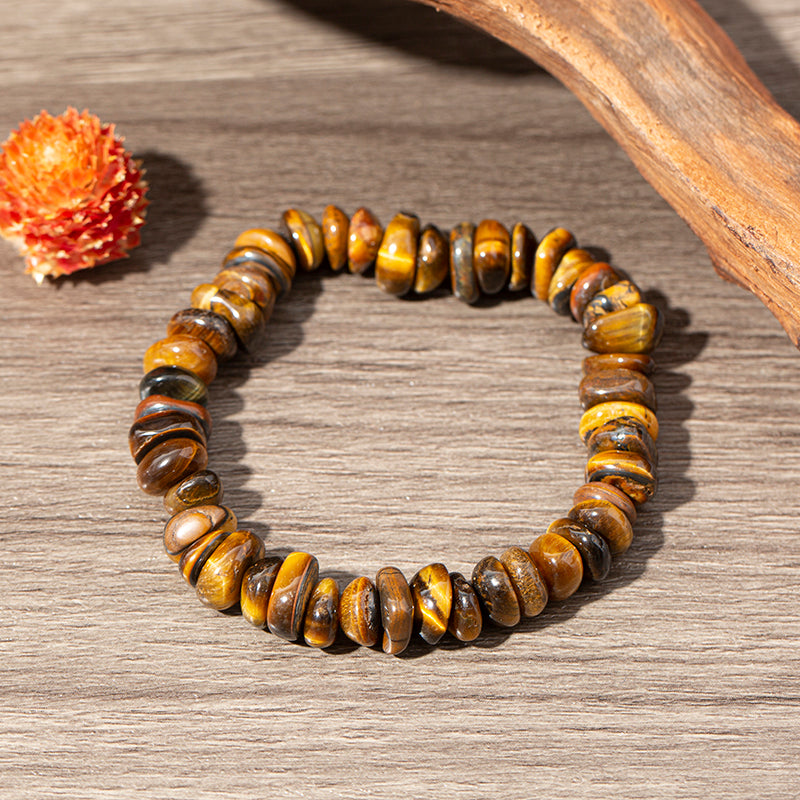 Chocolate Brown Tiger's Eye Nugget Crystal Beaded Bracelets