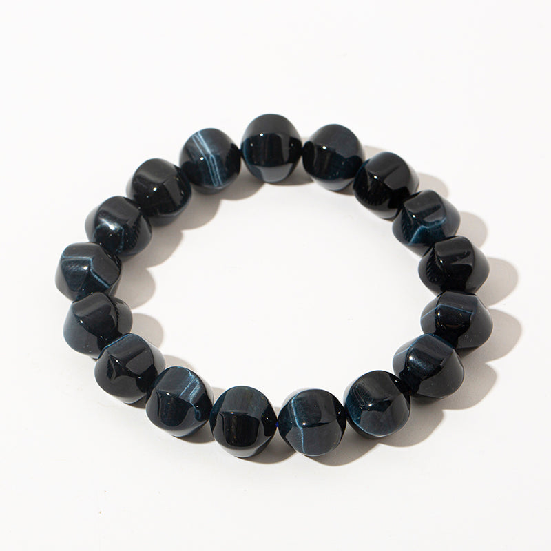 Blue Tiger's Eye Faceted Lantern Crystal Beaded Bracelets