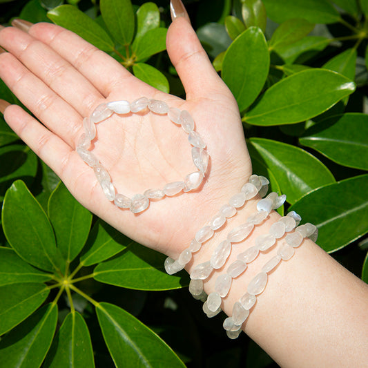 Luminescent Moonstone Nuggets Crystal Beaded Bracelets