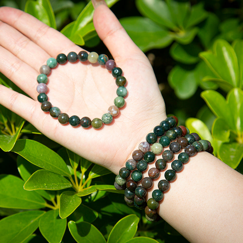 Moss agate Crystal Beaded Bracelets