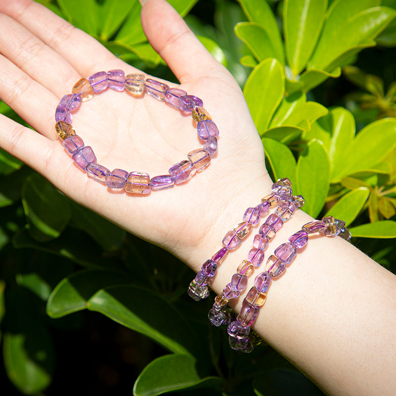 Radiant Ametrine Irregular Nugget Crystal Therapy Bracelet