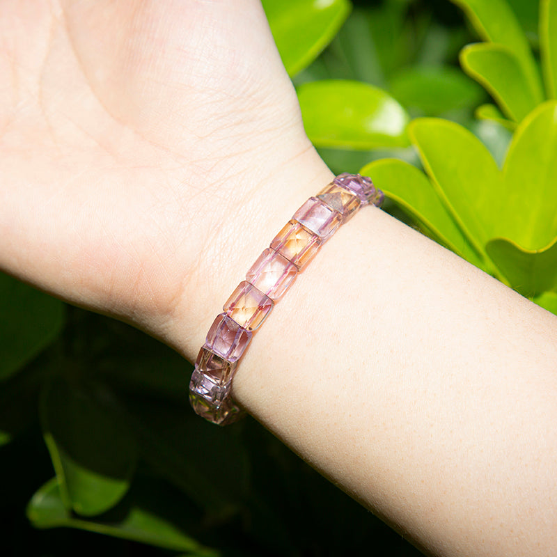 Refined Ametrine Faceted Rectangle Crystal Therapy Bracelet