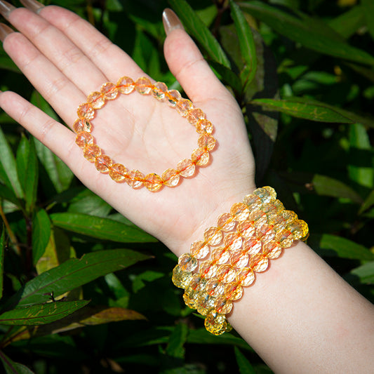 Dazzling Citrine Faceted Round Crystal Therapy Bracelet