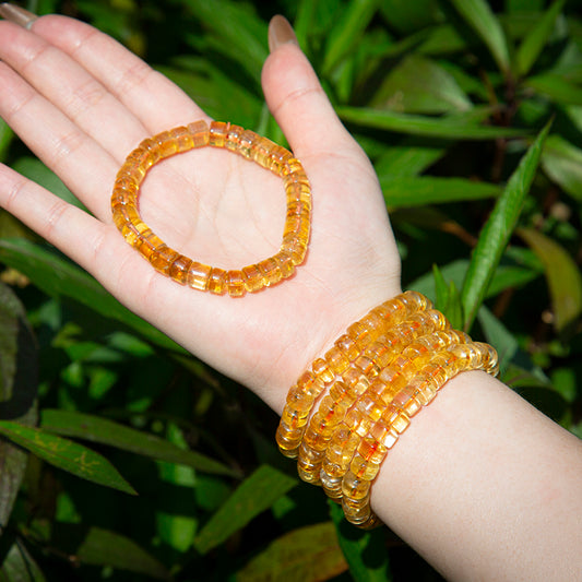 Sunny Citrine Rondelle Crystal Beaded Bracelets