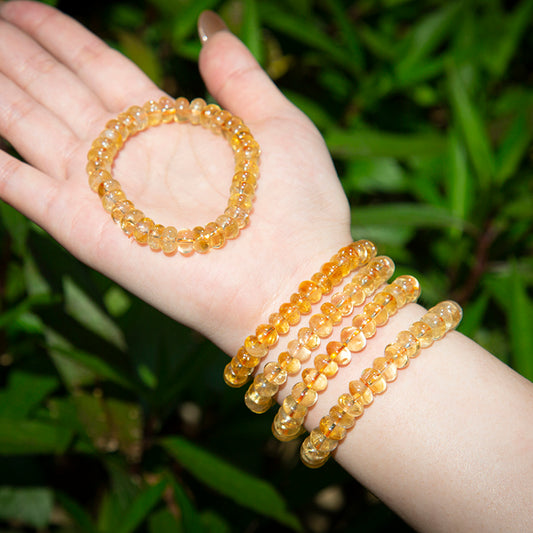 Bright  Citrine Rondelle Crystal Beaded Bracelets