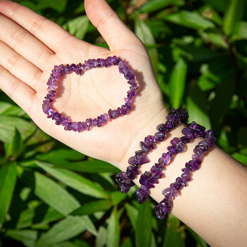 Natural Amethyst Chip Crystal Stretch Bracelet