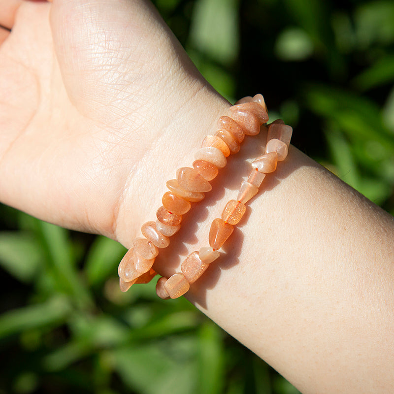 Graceful Sunstone Crystal Chips Crystal Beaded Bracelets