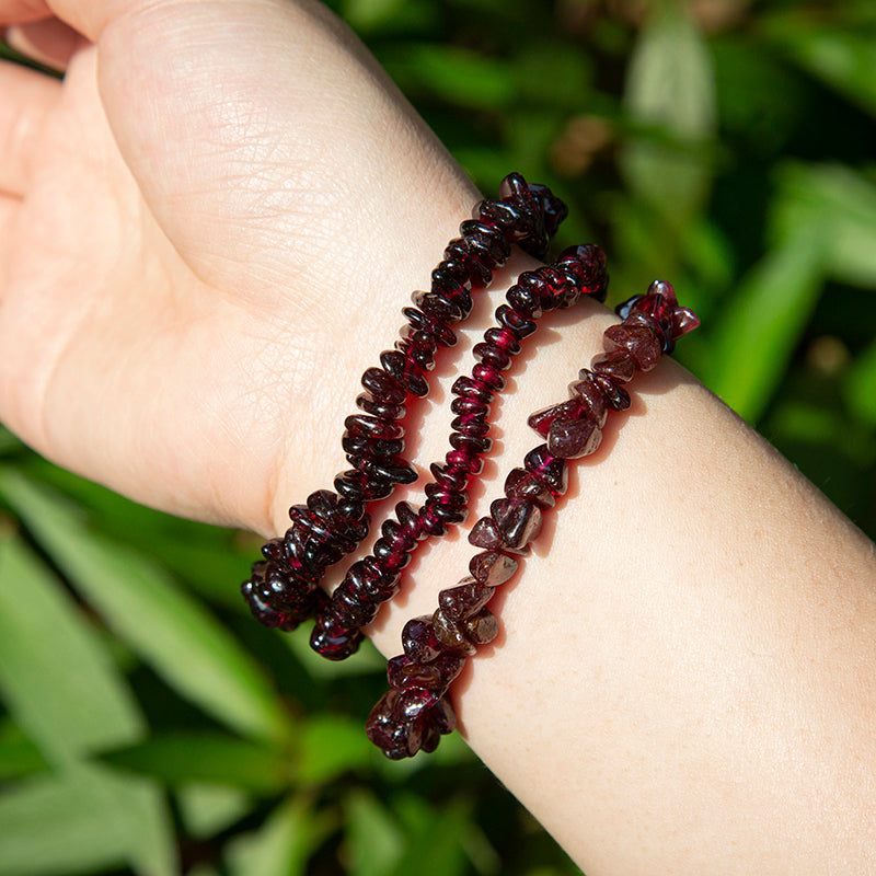 Deep Red Garnet Chips Crystal Beaded Bracelets