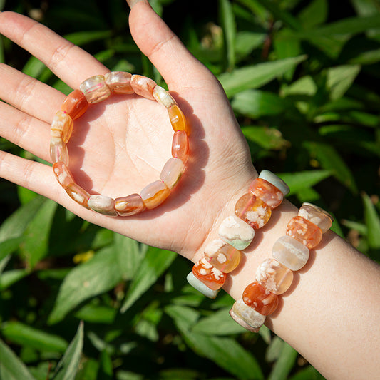 Exquisite Flower Agate Irregular Nugget Crystal Therapy Bracelet