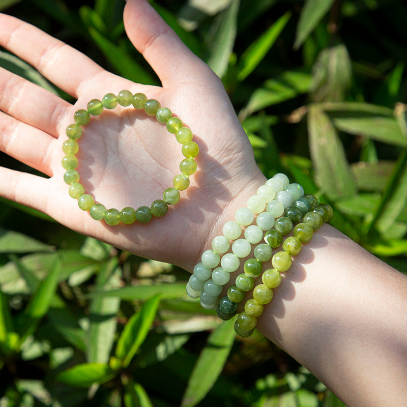 Emerald Green Serpentine Jade Crystal Healing Bracelets