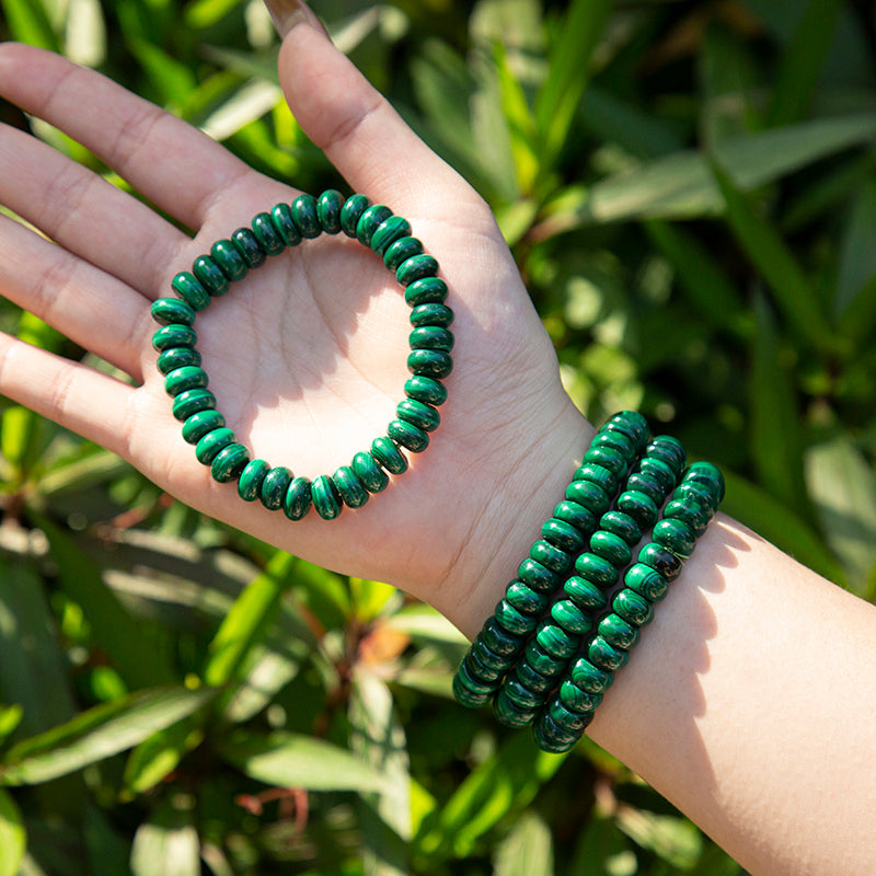 Exquisite Malachite Rondelle Crystal Beaded Bracelets