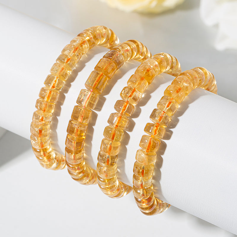 Sunny Citrine Rondelle Crystal Beaded Bracelets