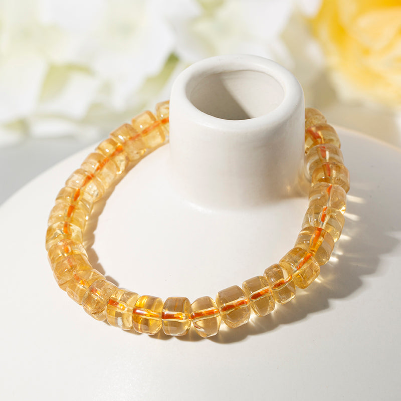 Sunny Citrine Rondelle Crystal Beaded Bracelets