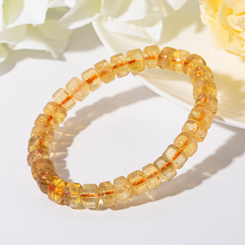 Sunny Citrine Rondelle Crystal Beaded Bracelets