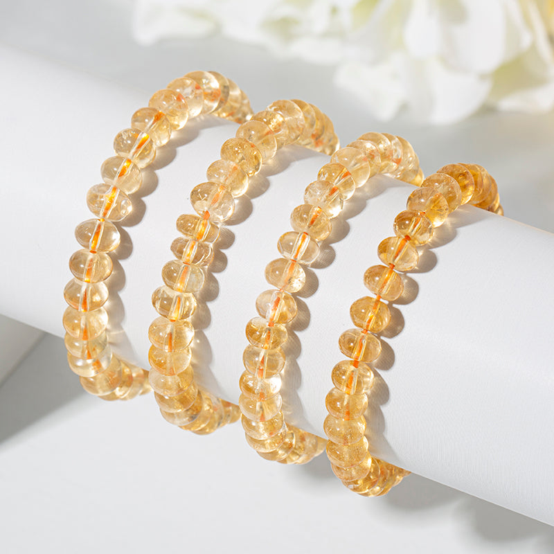 Bright  Citrine Rondelle Crystal Beaded Bracelets