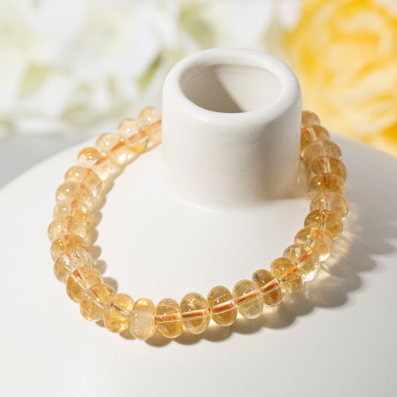 Bright  Citrine Rondelle Crystal Beaded Bracelets