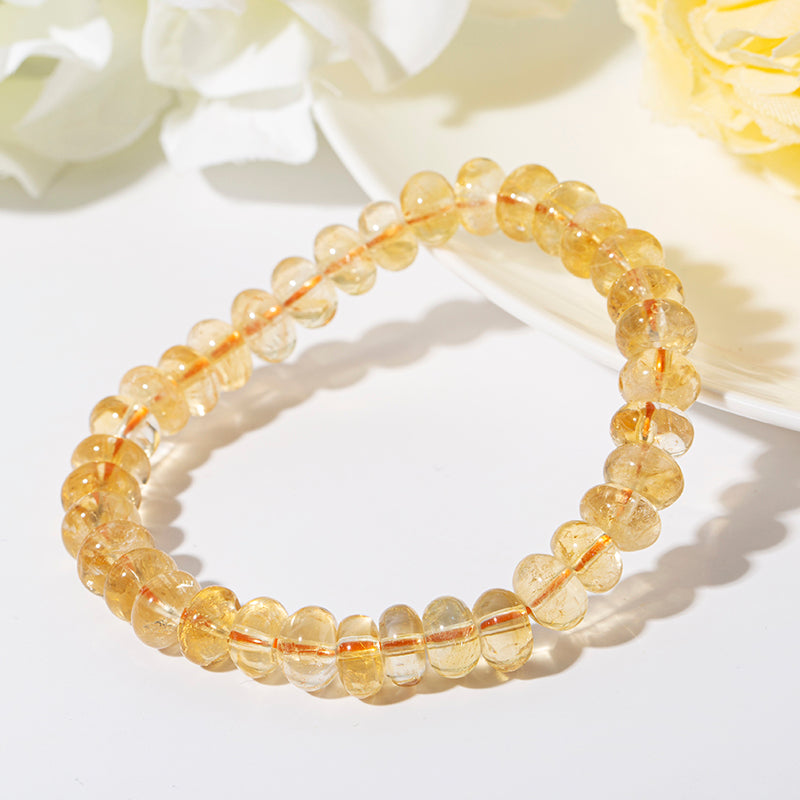 Bright  Citrine Rondelle Crystal Beaded Bracelets