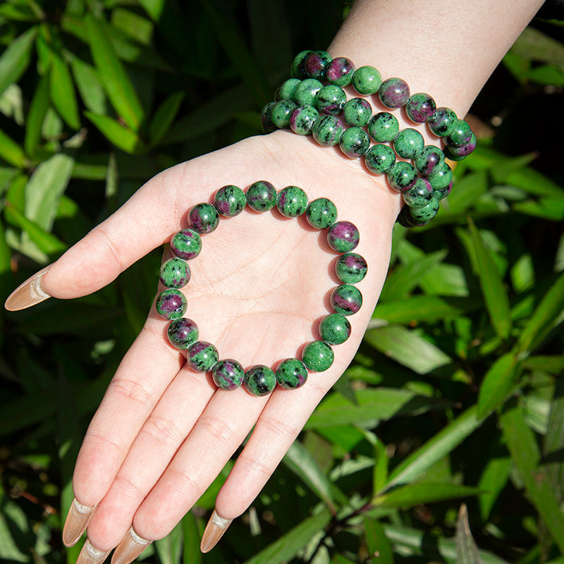 Striking Ruby Zoisite Crystal Beaded Bracelets