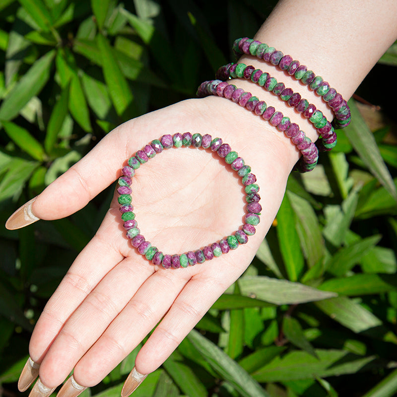 Exotic Ruby Zoisite Faceted Crystal Beaded Bracelets