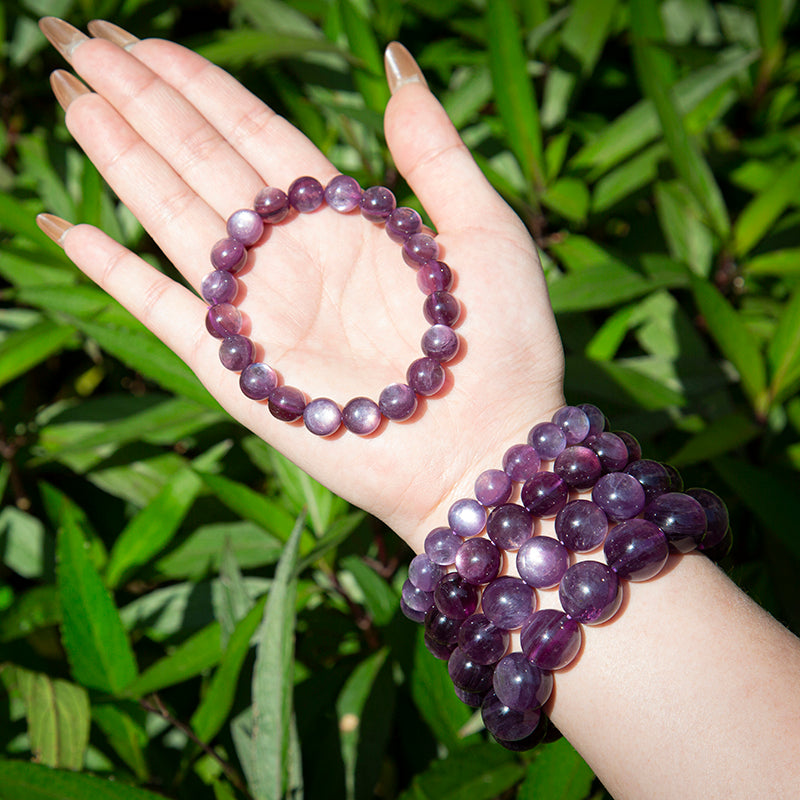 Premium Purple Gem Lepidolite Crystal Healing Bracelets