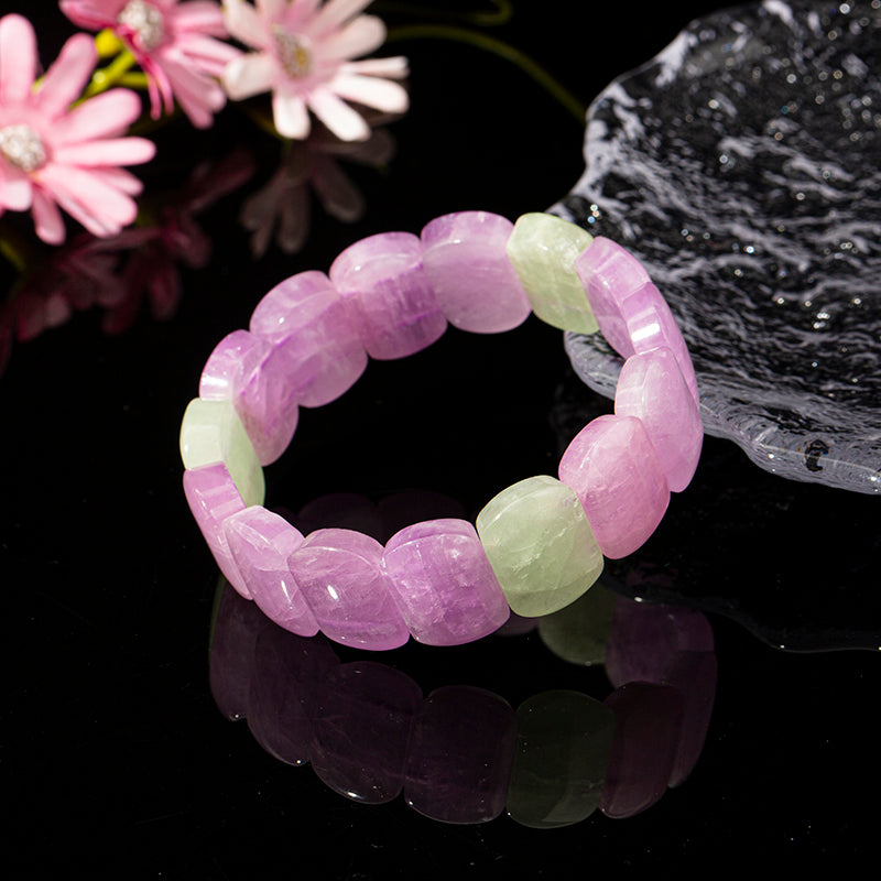 Striking Kunzite Rectangle Crystal Beaded Bracelet