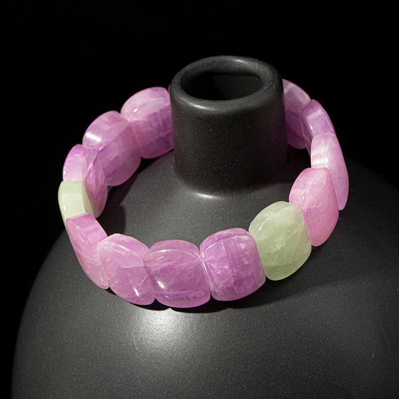 Striking Kunzite Rectangle Crystal Beaded Bracelet