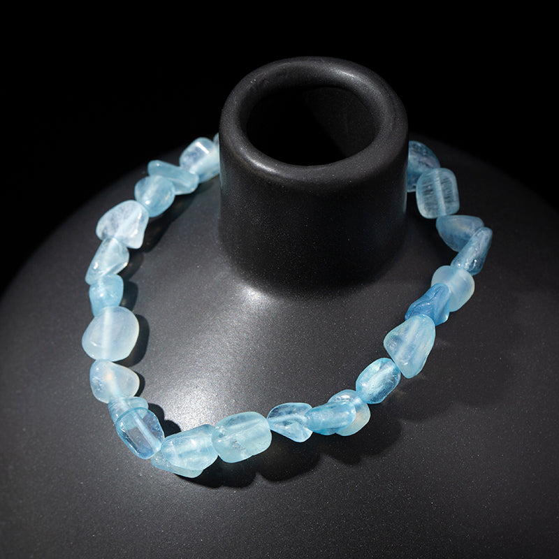 Aquamarine Tumbled Nugget Crystal Healing Bracelet