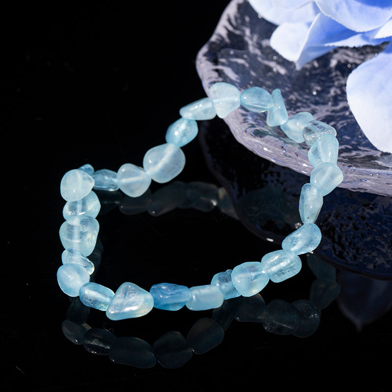 Aquamarine Tumbled Nugget Crystal Healing Bracelet