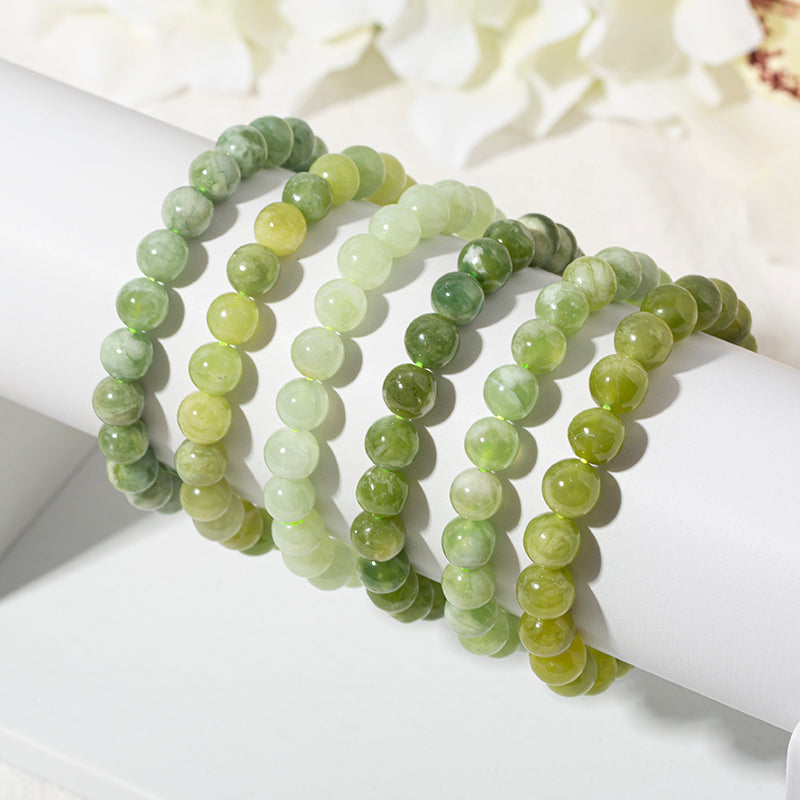 Emerald Green Serpentine Jade Crystal Healing Bracelets