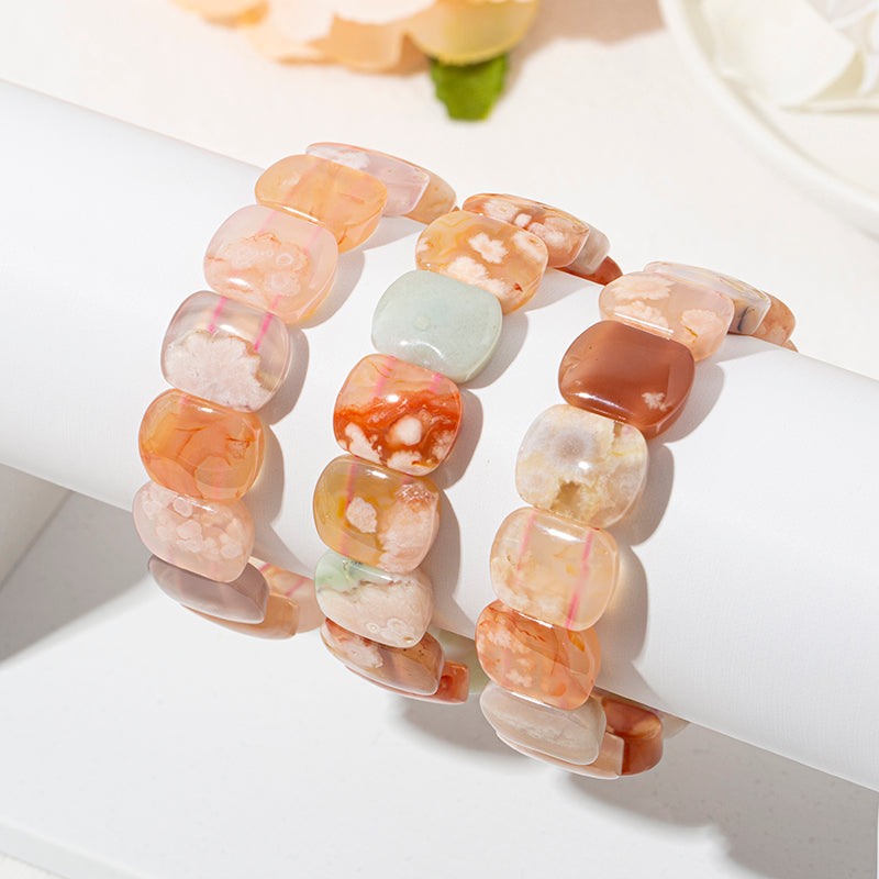 Exquisite Flower Agate Irregular Nugget Crystal Therapy Bracelet