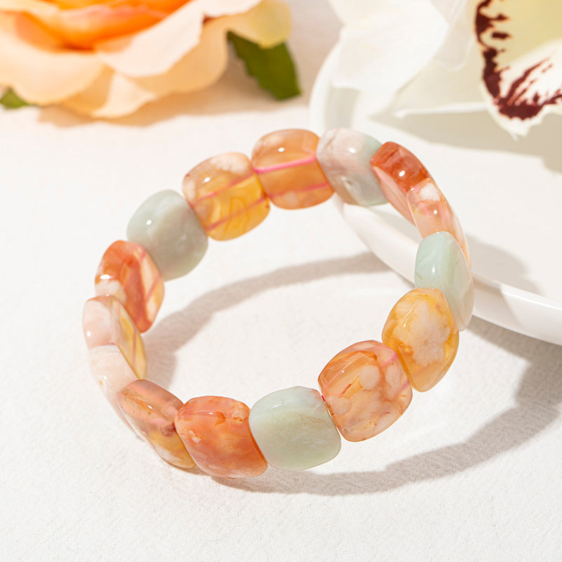 Exquisite Flower Agate Irregular Nugget Crystal Therapy Bracelet