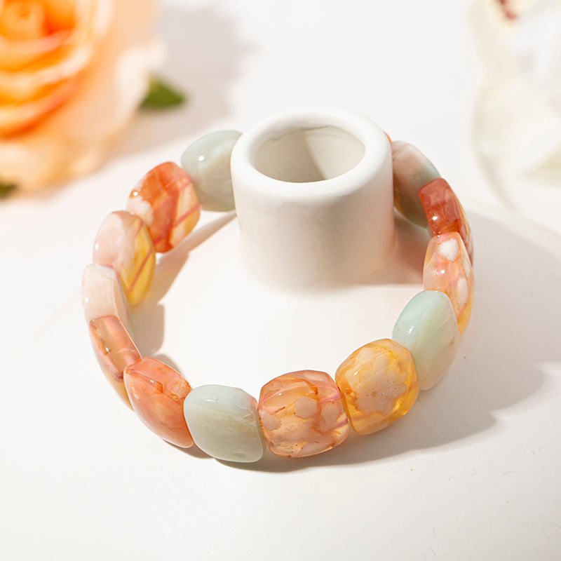 Exquisite Flower Agate Irregular Nugget Crystal Therapy Bracelet