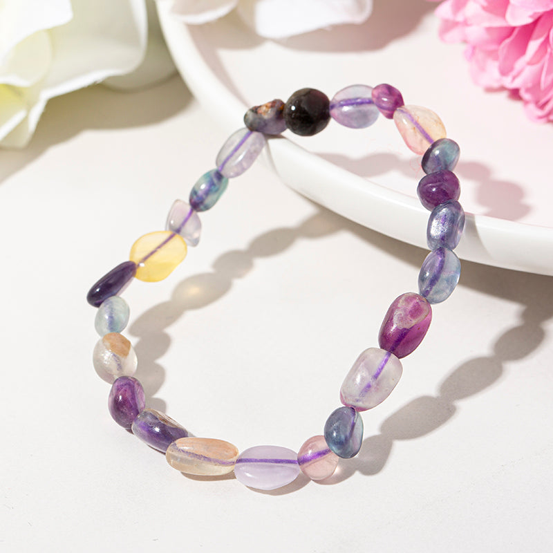 Colorful Fluorite Chip Crystal Beaded Bracelet