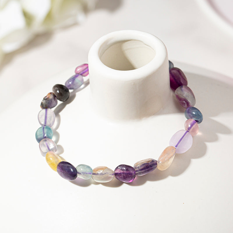 Colorful Fluorite Chip Crystal Beaded Bracelet